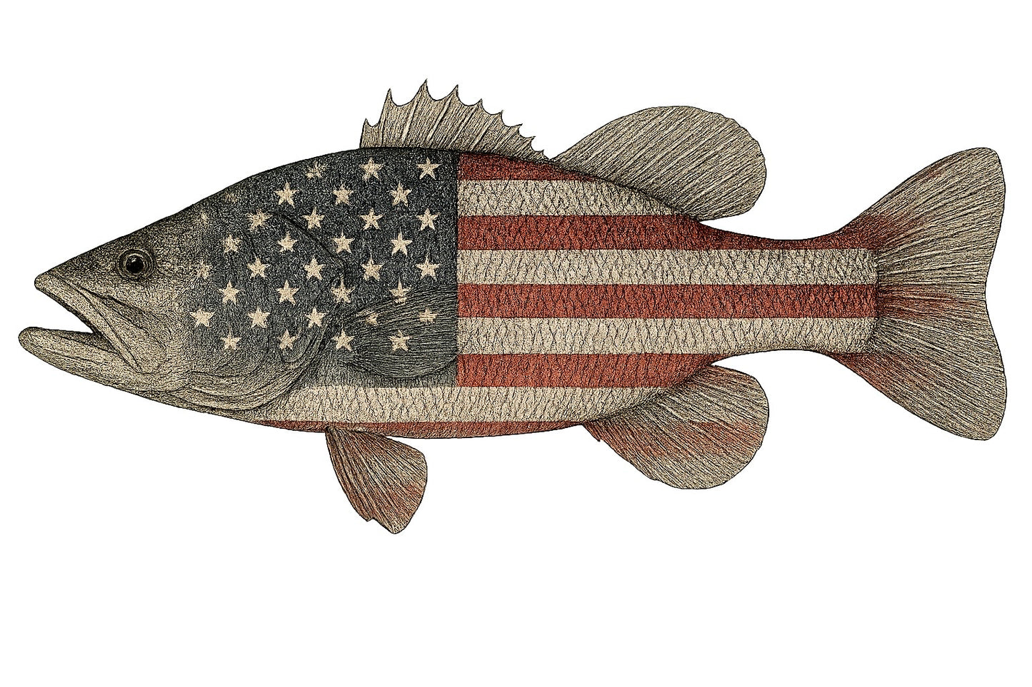 Largemouth Bass American Flag Stainless Tumbler