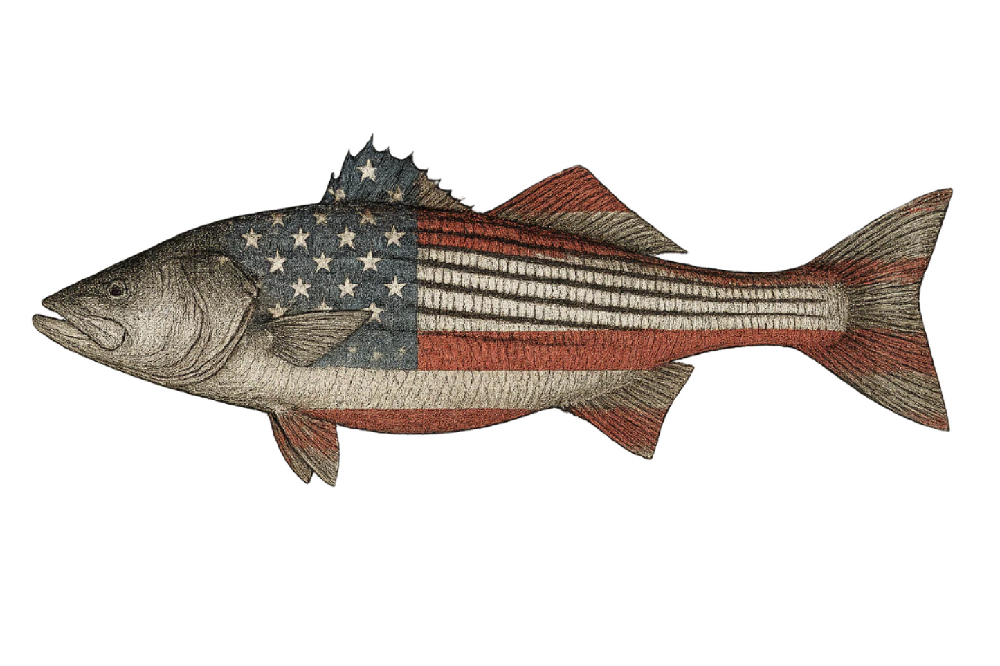 Striped Bass American Flag Pint Glass