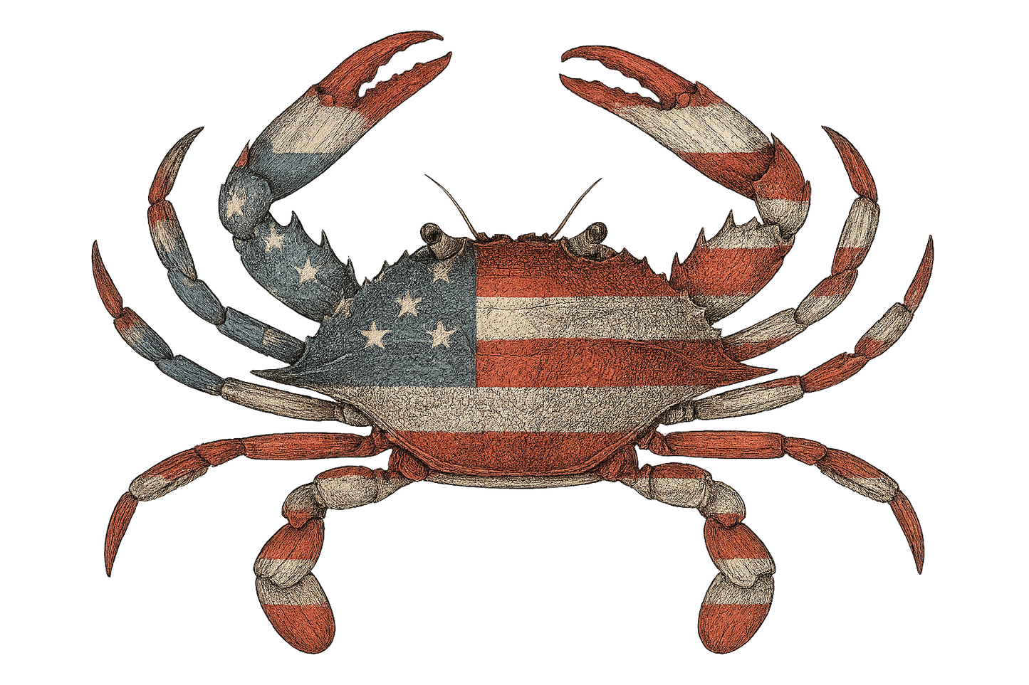 Blue Crab American Flag Pint Glass