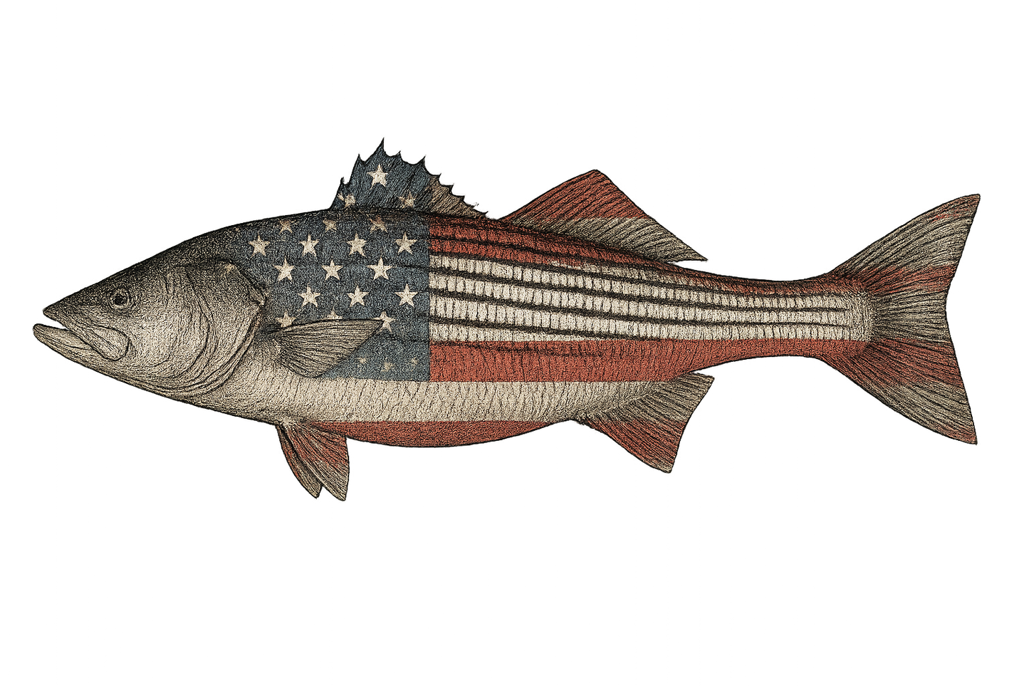 Striped Bass American Flag Stainless Tumbler