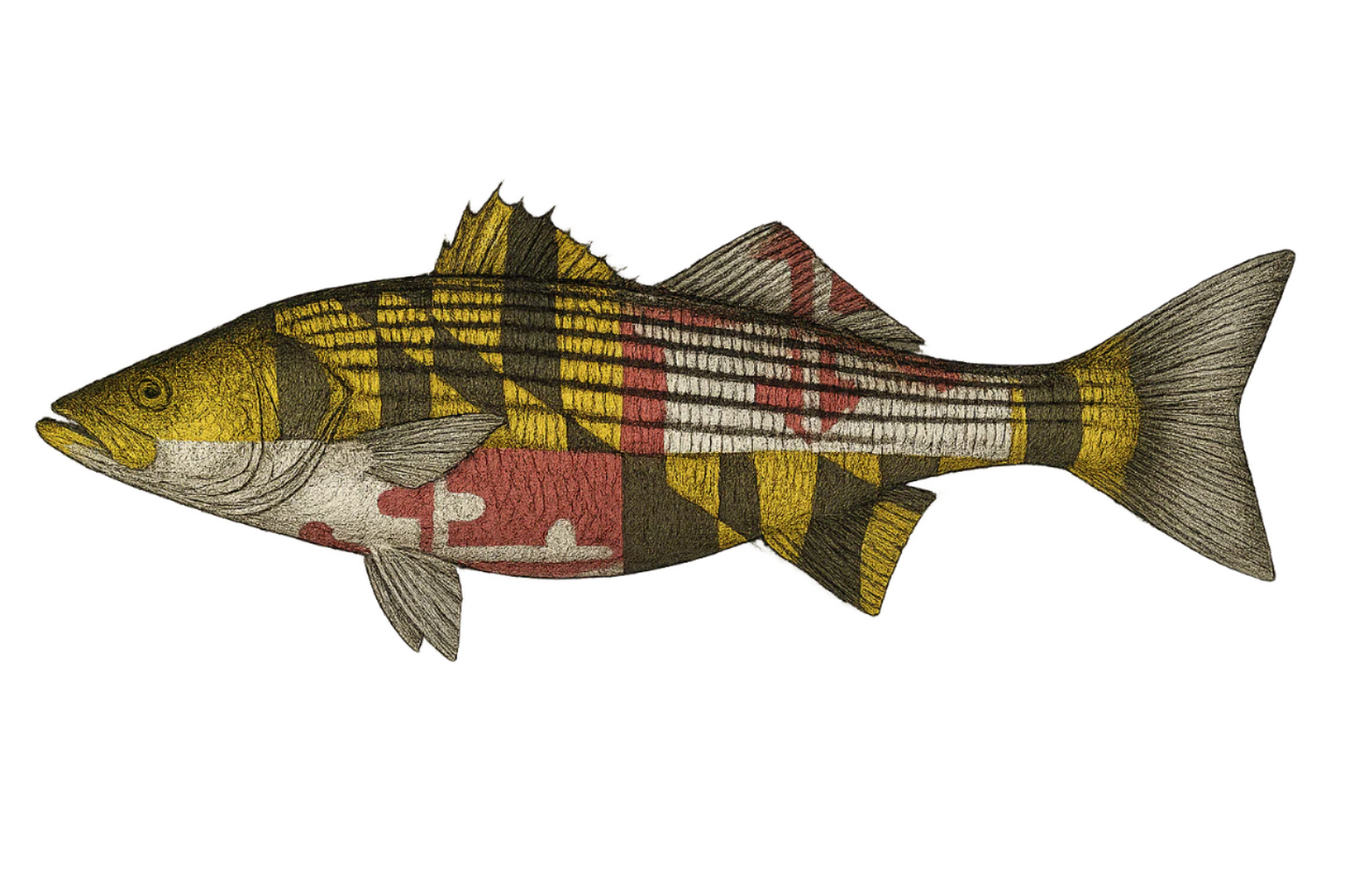 Striped Bass MD Flag Pint Glass